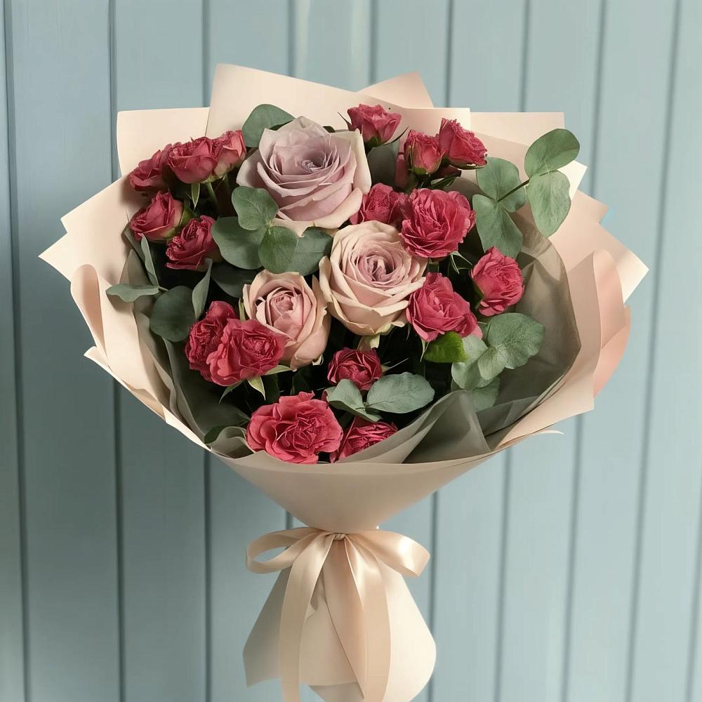 Букет цветов из: Гвоздики и Розы в Мирный
