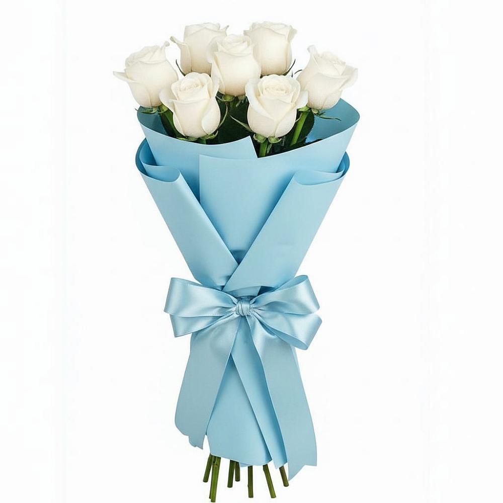 Букет 7 белых роз Проуд в Мирный
