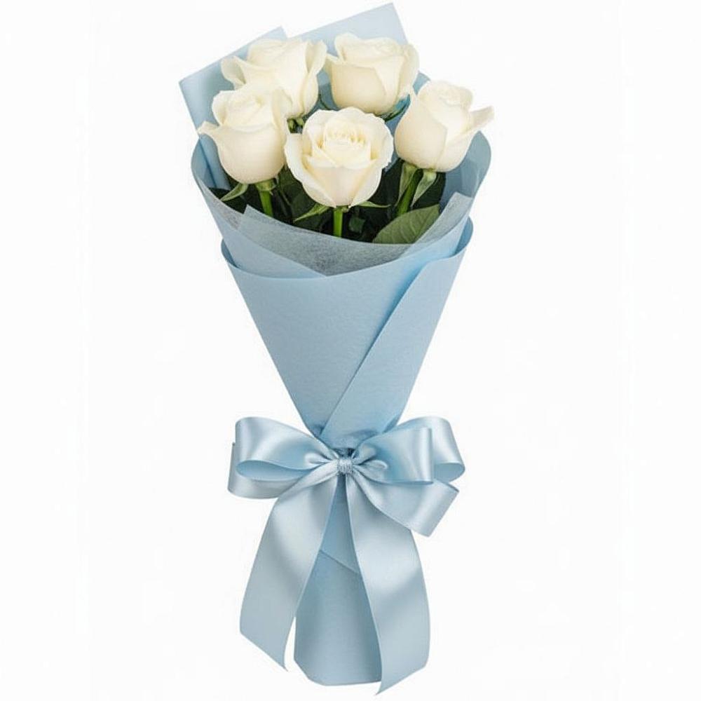 Букет 5 Белых роз Проуд в Мирный