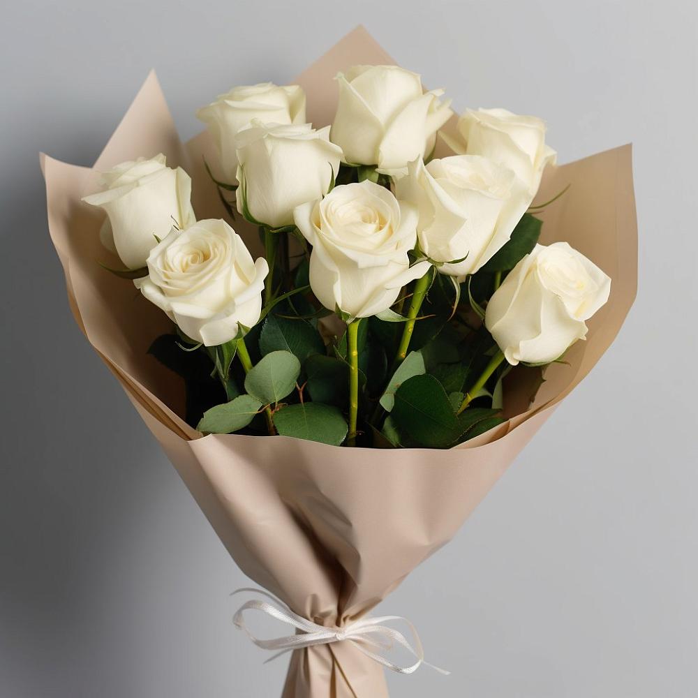 Букет 9 Белых роз Эдлесс Лав в Мирный