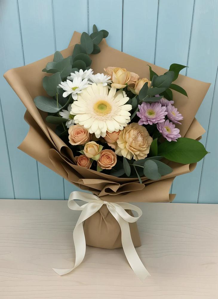 Букет цветов из: Герберы и Хризантемы в Мирный