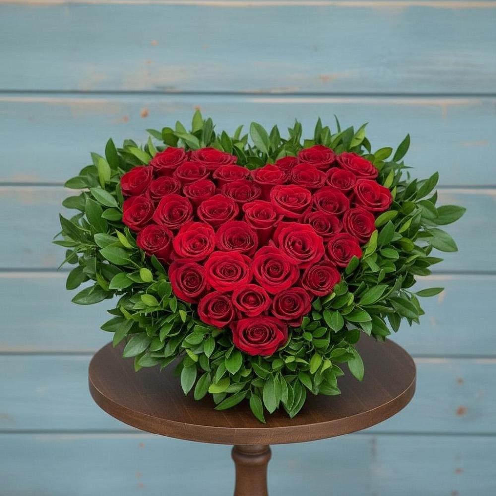 Цветочная композиция из Розы в виде сердца в Мирный