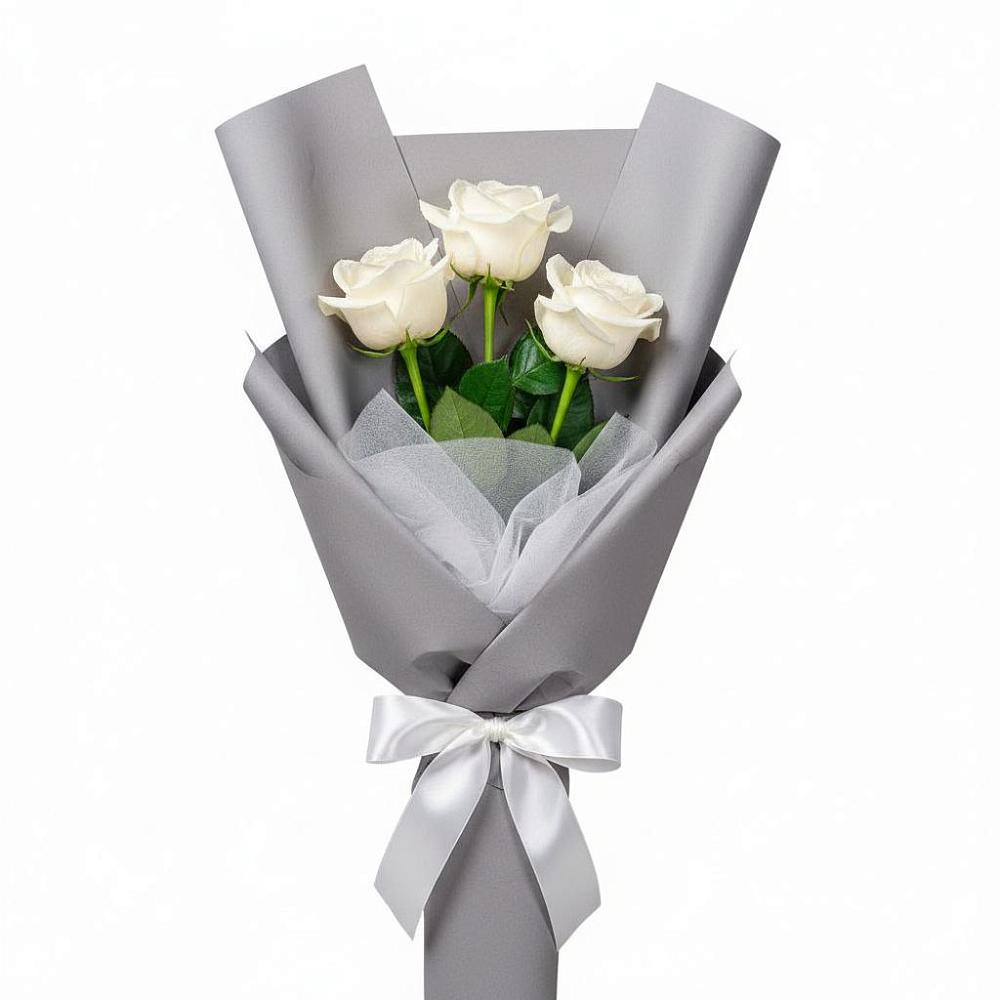 Букет 3 белые розы в Мирный