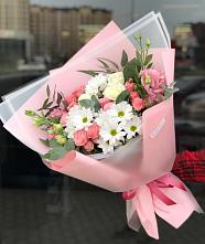 Букет цветов из:  Розы, Лизиантусы и Хризантемы в Мирный
