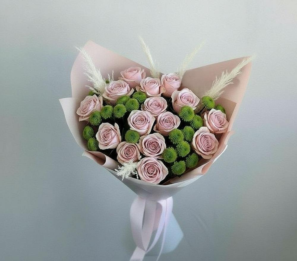 Букет цветов из: Розы и Хризантемы в Мирный