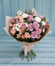 Букет цветов из:  Хризантемы, Розы и Альстромерии в Мирный