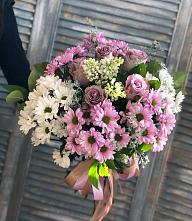 Букет цветов из:  Хризантемы и Розы #REPLACE_PRED# Мирный