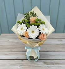 Букет цветов из:  Герберы, Розы и Хризантемы в Мирный