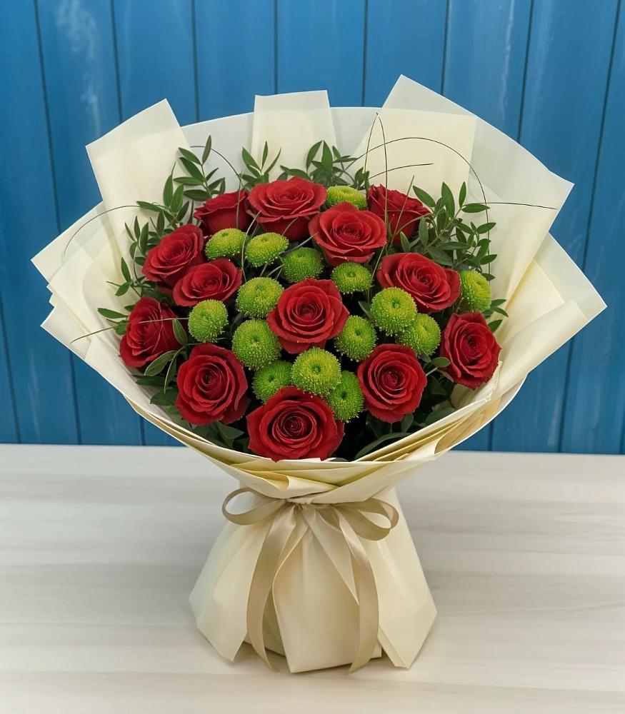 Букет цветов из: Розы и Хризантемы в Мирный